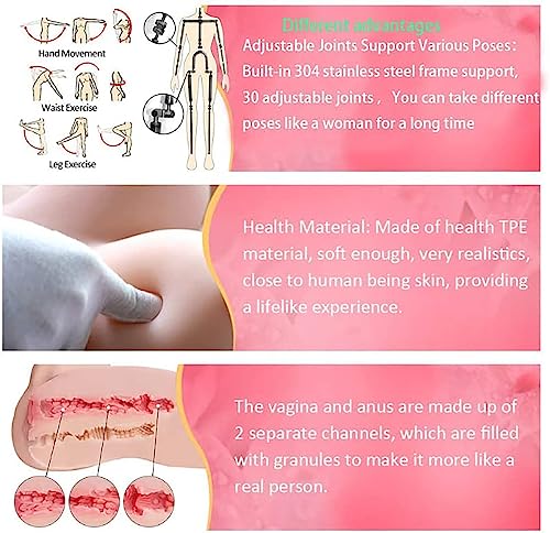 Full Size Sex Doll Full Body Sex Doll Realistic Sex Doll for Men TPE Sex Doll Life Size Sex Dolls with Standing Foot Female Sex Doll Torso Jelly Breasts Sex Toy Girlfriend(I5Ocm;28kg)