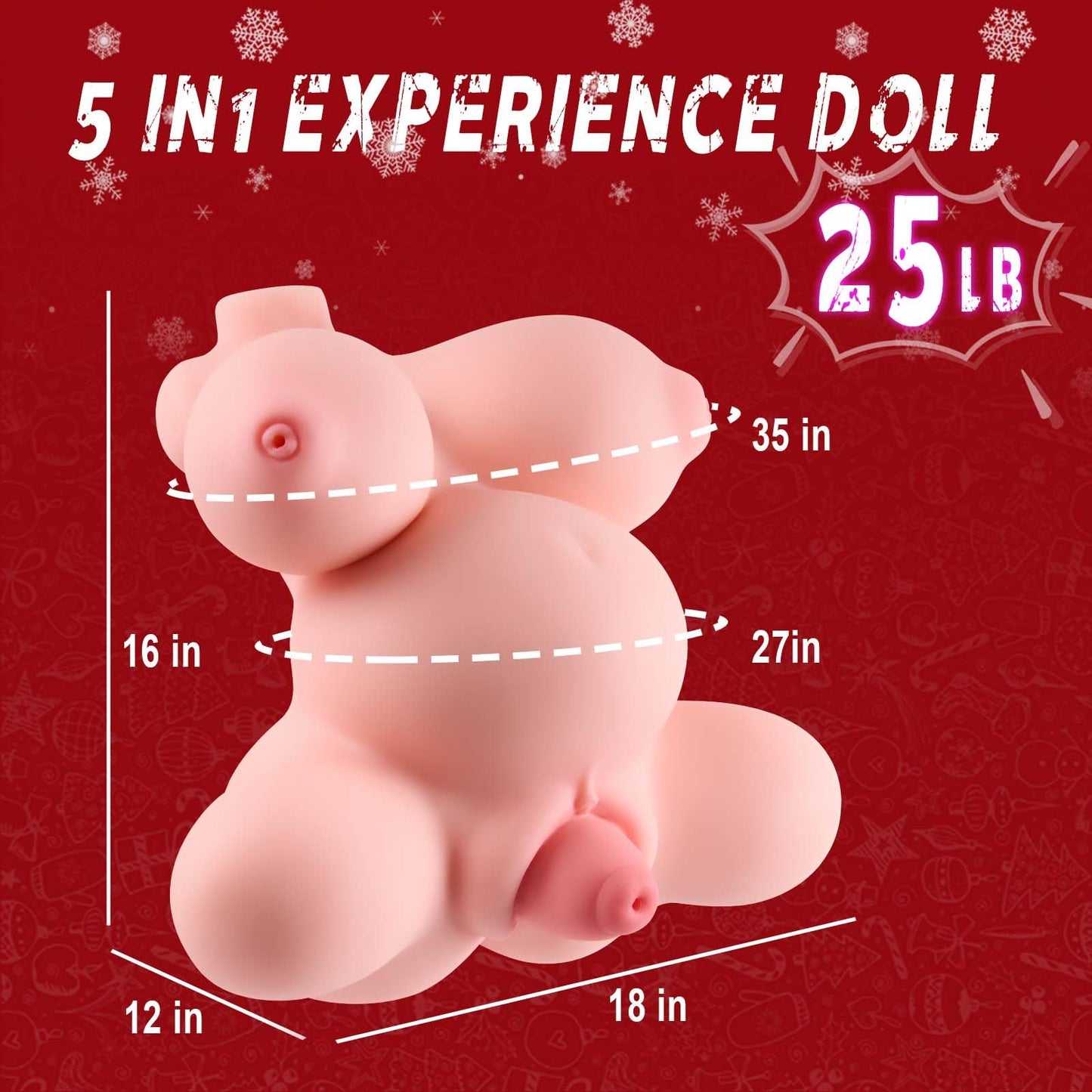 Unszz 25LB Prolapse of Uterus Sex Dolls for Men Male Masturbator with 4 Holes Female Torso Lifelike Adult Toys with Vagina Anal Realistic Pocket Pussy Pregnant Woman Insertable Tits Sex Toys