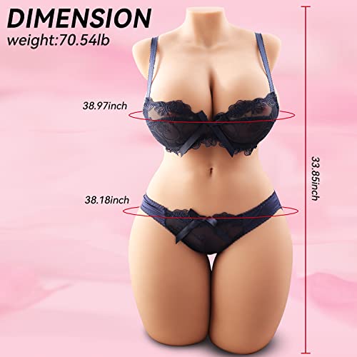 CaHase 70 Lbs Life Size Sex Doll Lifelike Realistic Love Doll, Big Size 34inch Male Masturbator for Men Pleasure Pussy Anal Channel 3-in-1 Adult Toys & Games -Mona