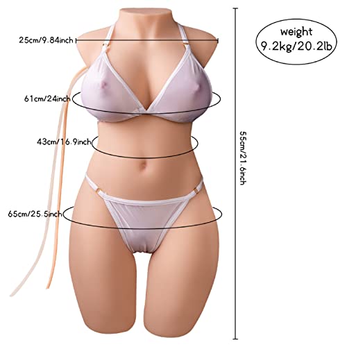 Automatic Sucking Vibrating Sex Doll - Jaspik 19LB Realistic Female Torso Love Doll with Pussy Ass for Vaginal Anal Breast Sex, Automatic Cleaning Vaginal, Adult Sex Toy Sex Dolls for Men Masturbation
