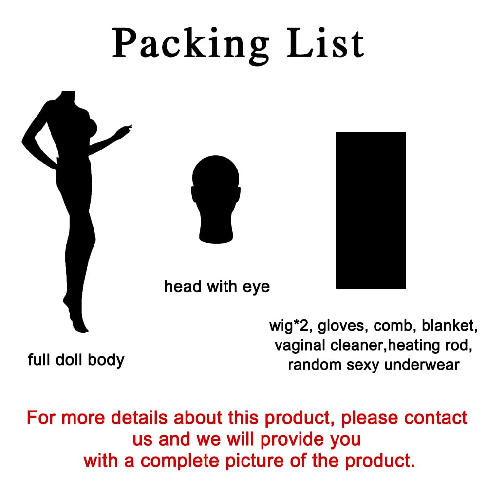 DweiABC 5.51 ft Full Body Sex Doll Life Size Sexy Toy Realistic TPE Sex Torso Mannequin with Feet Standing for Men, Natural, 77LB, Black Eyes,Brown Long Hair*2+Long Golden Hair
