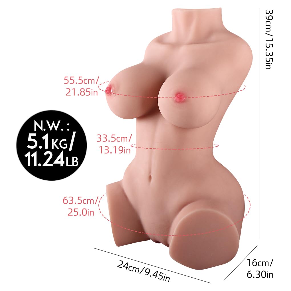 11.24LB Simulated Human Size Sex Doll Male Masturbator Torso - Realistic Full Size Love Doll Male Adult Sex Toys, Soft Big Boobs and Big Buttocks, Built-in Skeleton, for Men, Sexy Girlfriend