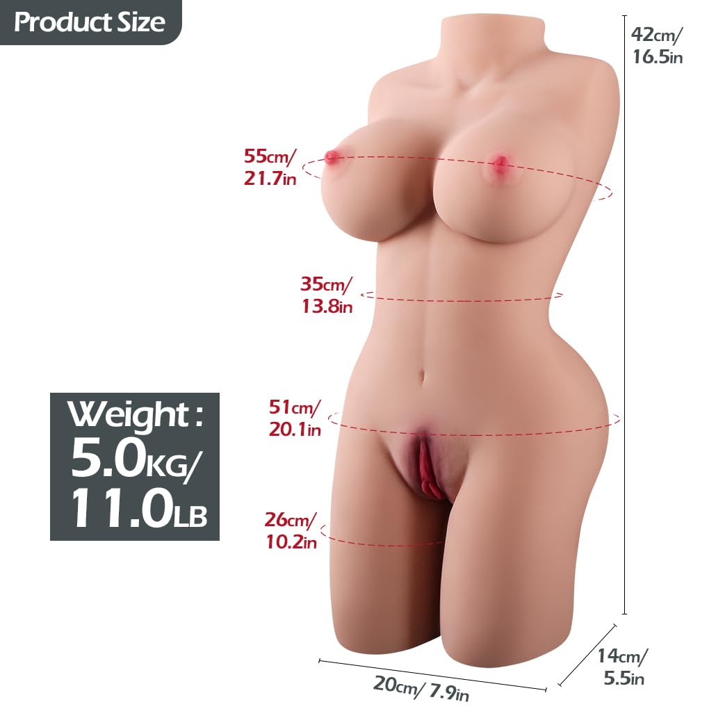 11LB Simulated Human Size Sex Doll Male Masturbator Torso - Realistic Full Size Love Doll Male Adult Sex Toys, Soft Big Boobs and Big Buttocks, Built-in Skeleton, for Men, Sexy Girlfriend
