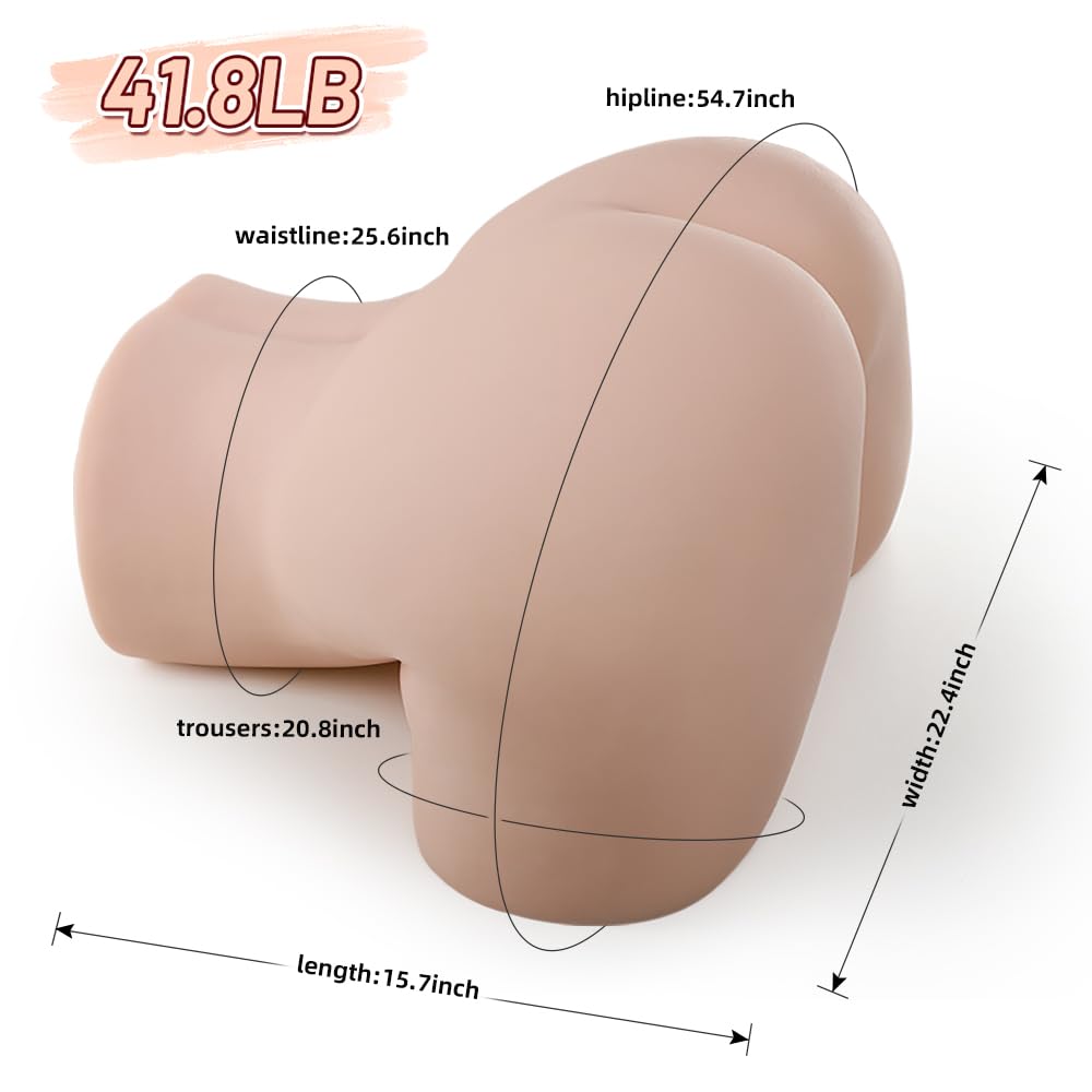 Sex Doll Ass Masturbator - 41.8 LB Realistic Skin Big Ass Sex Toy, Big Butt Male Stroker with 6.7 Inch Lifelike Pussy & Anus, Ultra Soft Liquid TPE Sex Doll Torso Buttocks 3D Pocket Pussy for Men