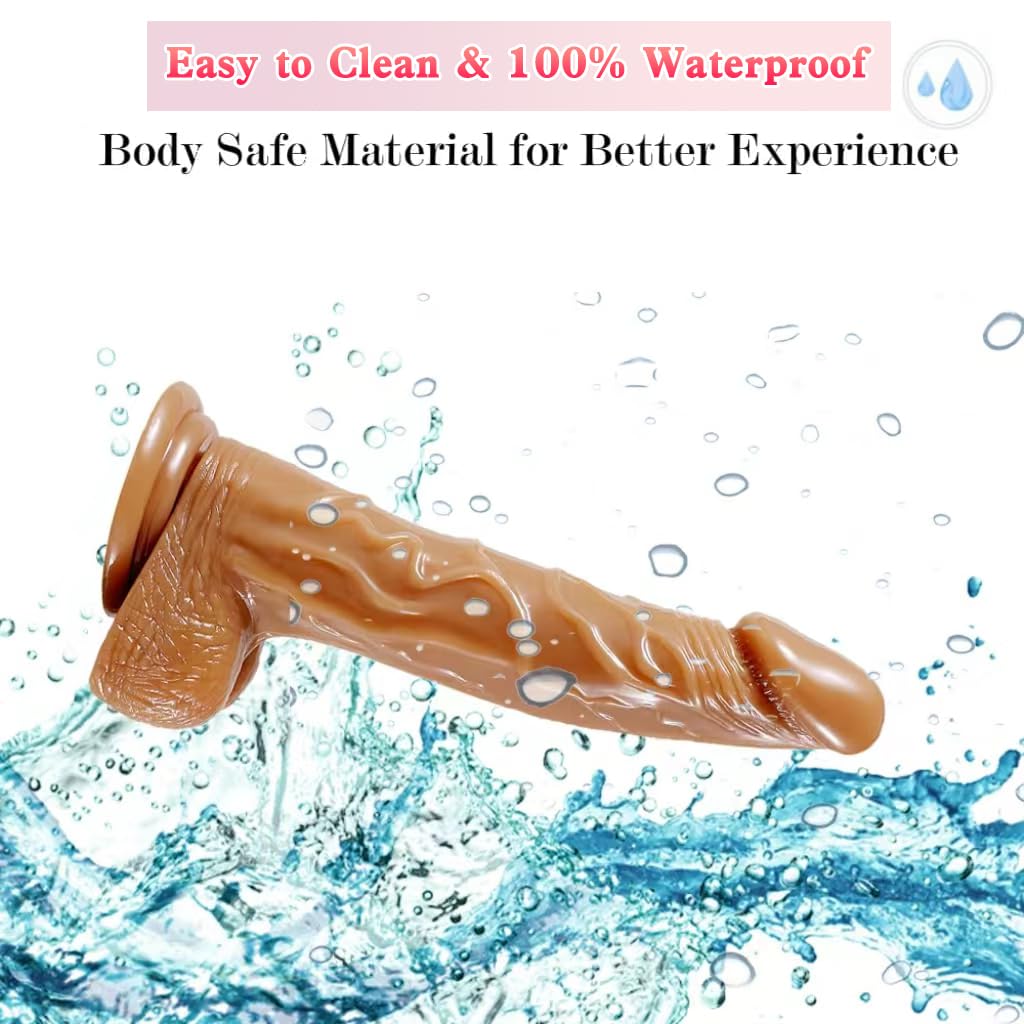 Strap on Dildo with Harness, 8.3 Inch Realistic Wearable Dildo Body-Safe Material Strong Suction Cup, Anal Vagina G Spot Sex Stimulation Adult Sex Toys for Women Lesbian Men Couple Beginner