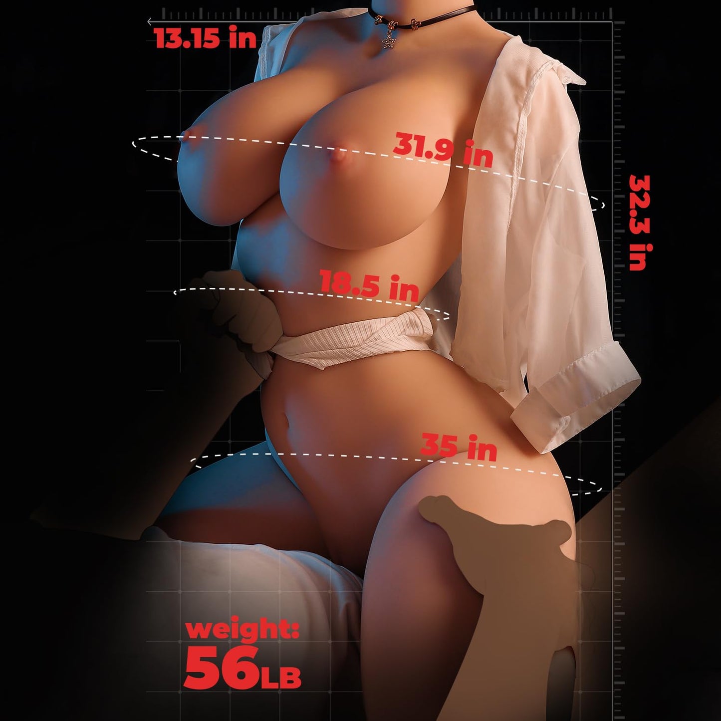 56LB Life Size Sex Doll Male Masturbator Torso - Realistic Full Size Love Dolls Male Adult Sex Toy, Soft Big Chest&Big Butt for Realistic Vaginal Anal Breast Sex - Beautiful Young Sexy Body