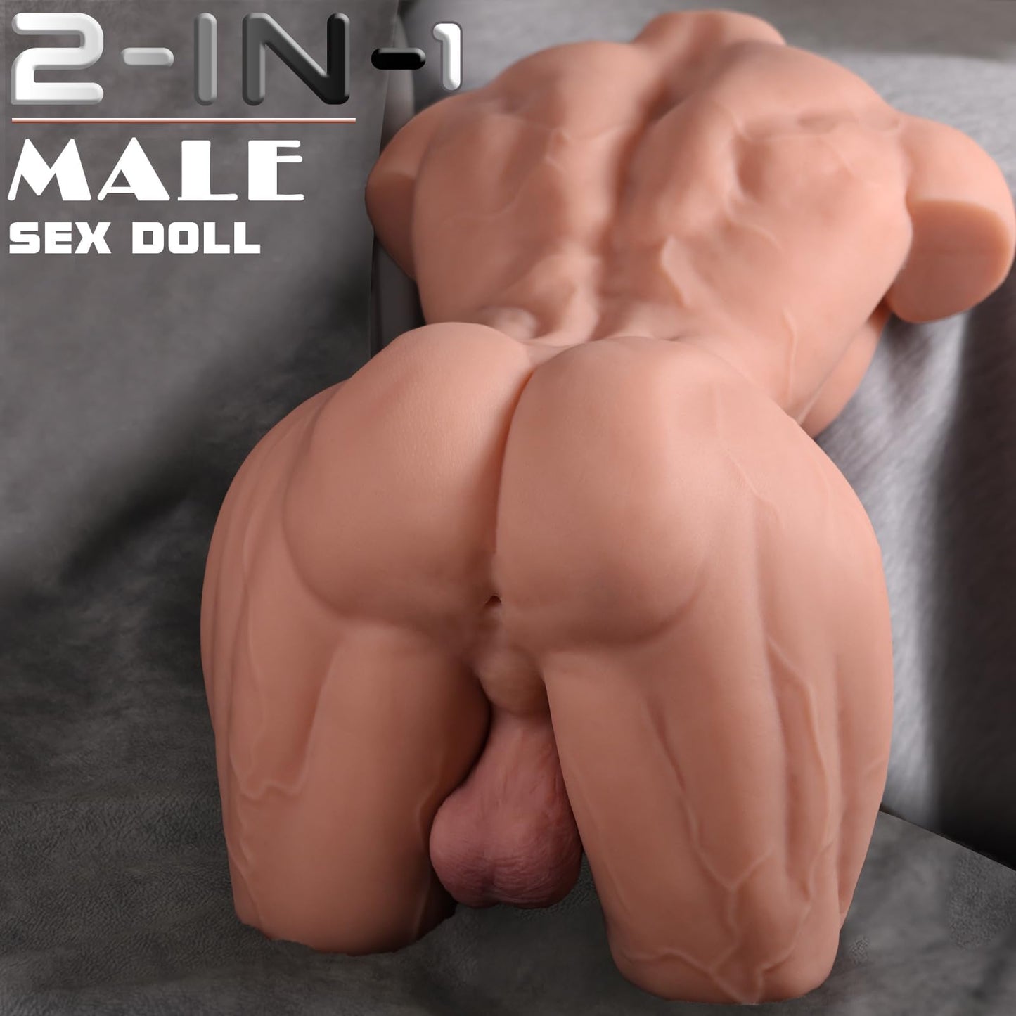 Sex Doll Torso - 35 LB Sex Doll for Women, Large Torso Dildo with 8.5 Inch Huge Penis & 5.1 Inch Anal & Built-in Skeleton & Muscle Abs, Brown TPE Realistic Male Torso Sex Toy for Women Men Gay Couples