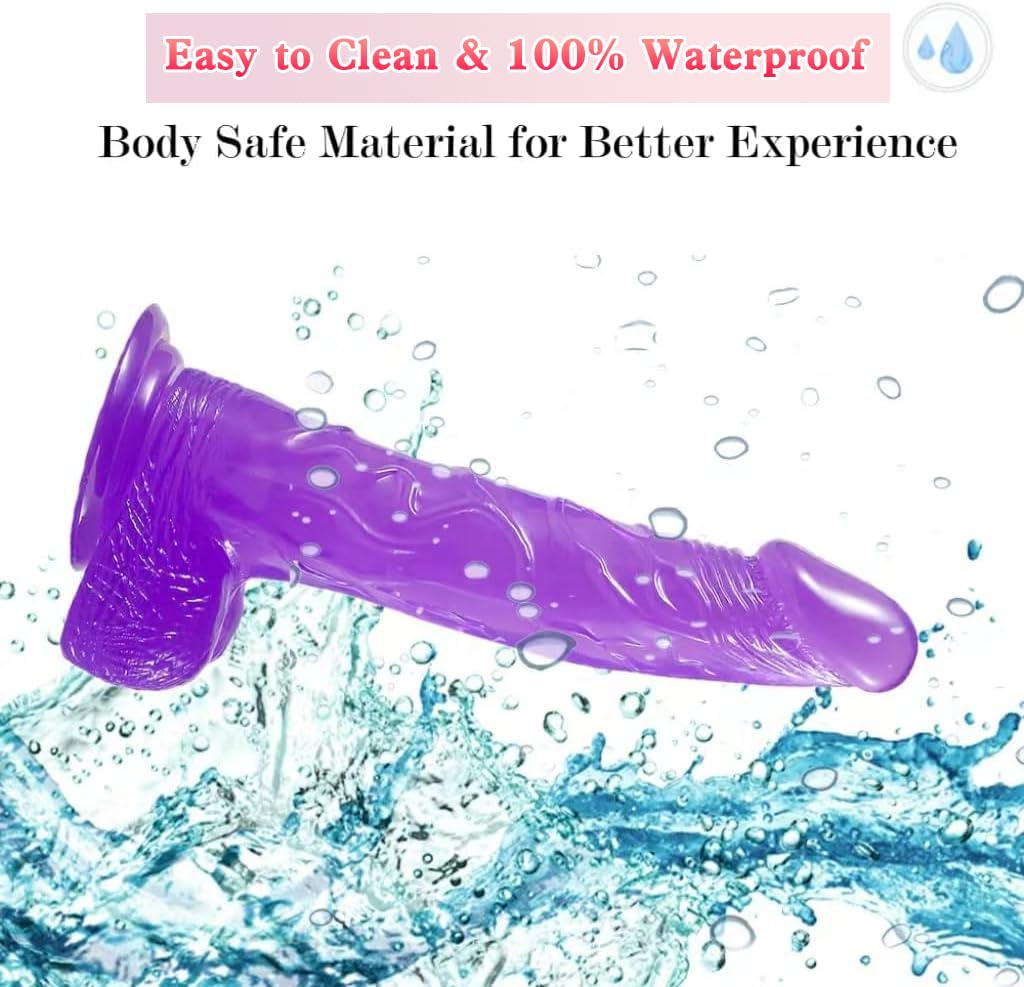 Strap on Dildo with Harness, 8.3 Inch Realistic Wearable Dildo Body-Safe Material Strong Suction Cup, Anal Vagina G Spot Sex Stimulation Adult Sex Toys for Women Lesbian Men Couple Beginner