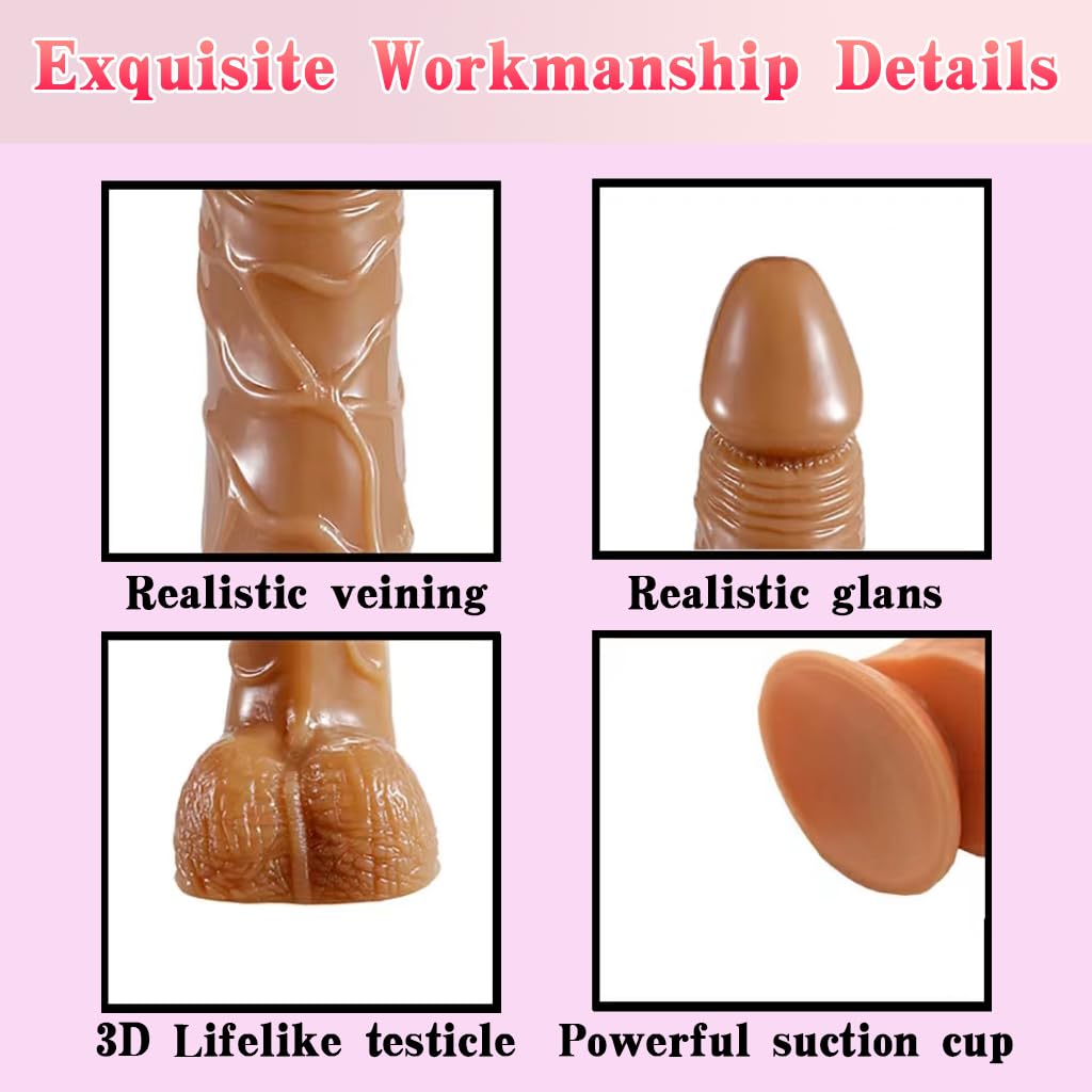 Strap on Dildo with Harness, 8.3 Inch Realistic Wearable Dildo Body-Safe Material Strong Suction Cup, Anal Vagina G Spot Sex Stimulation Adult Sex Toys for Women Lesbian Men Couple Beginner