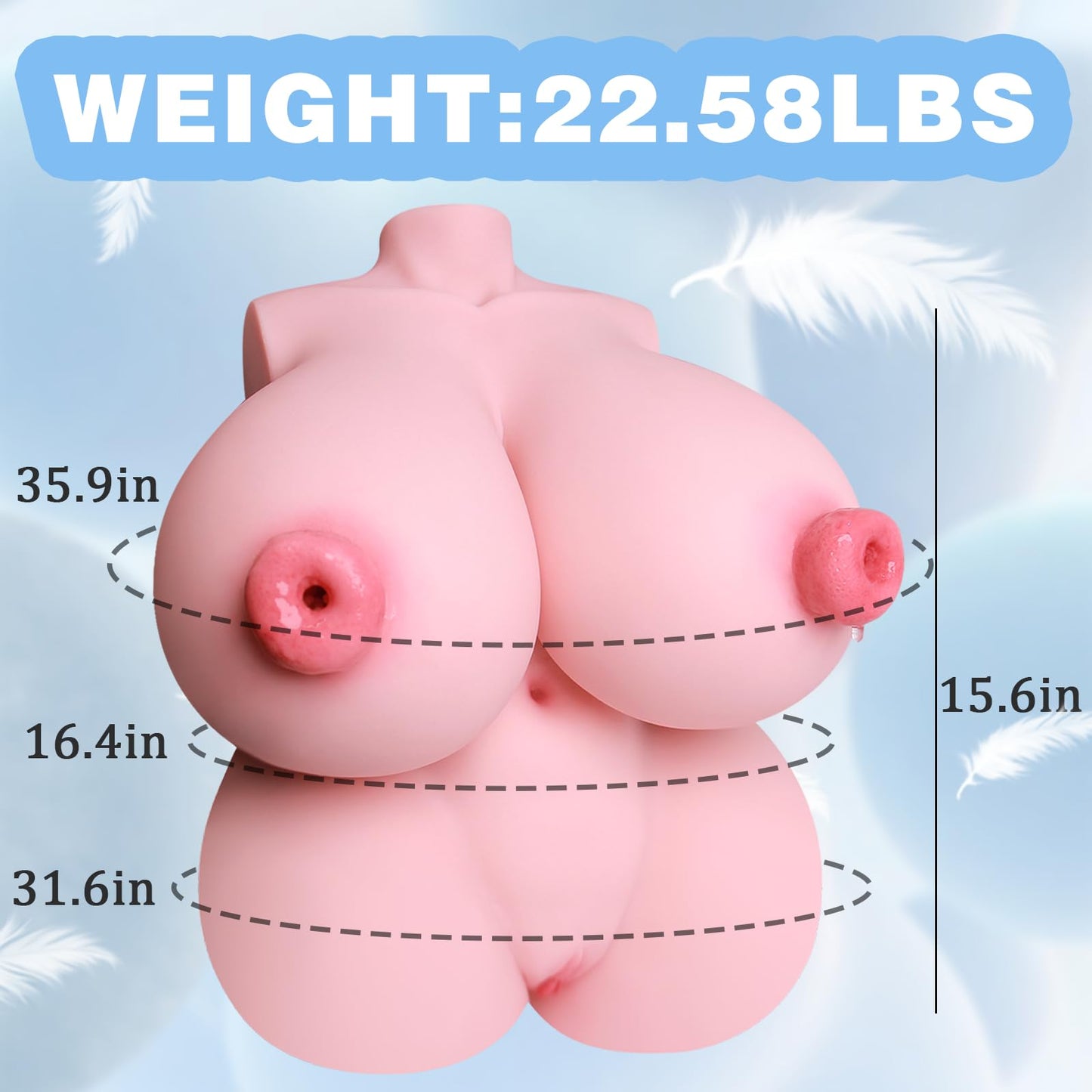 Capainja 24.58lbs Adult Sex Doll, 4 in 1 Female Torso Love Doll with Realistic Vagina Anal Big Breasts, Male Masturbator with Penetrable Big Nipples, Sex Toys with Big Boobs for Men TPE Masturbation