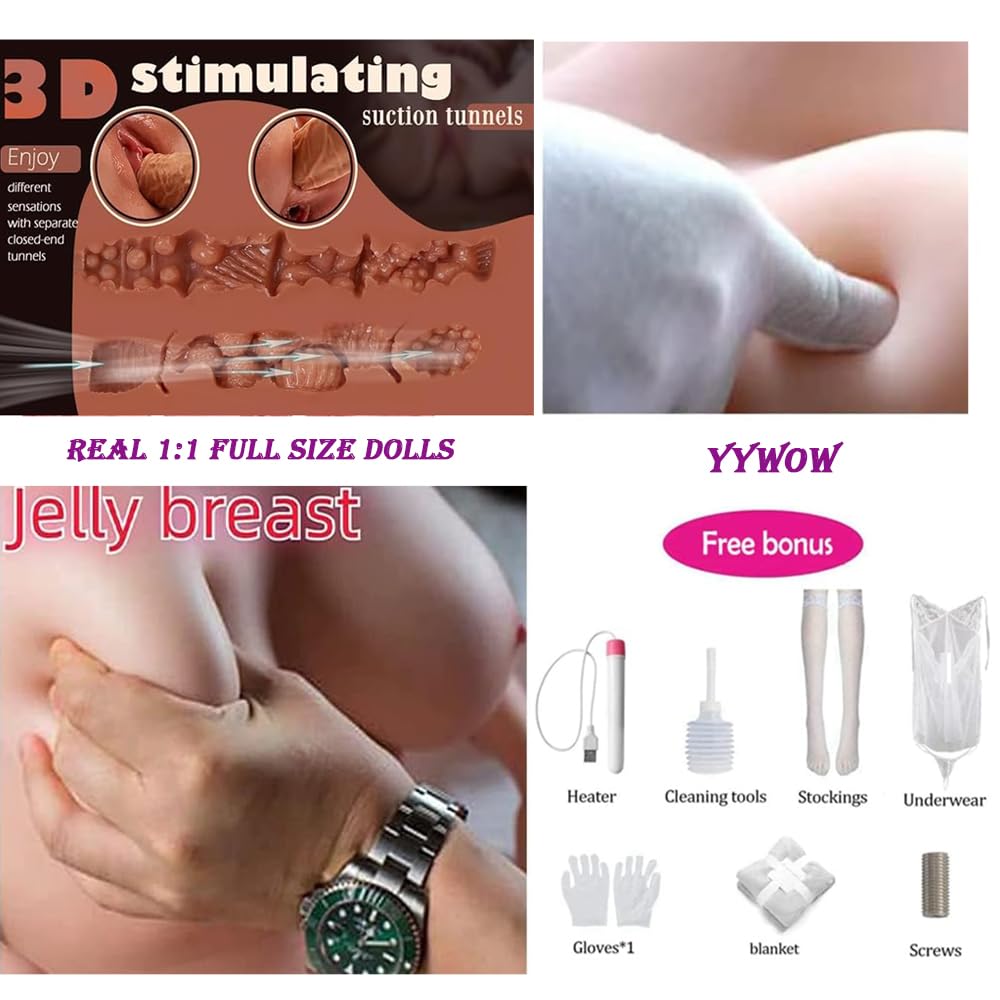 Sex Doll Full Size Sex Doll for Men Female Torso Toy Full Body Silicone SexDoll Life Size SexDol with Lifelike Soft Jelly Breasts & Standing Feet Realistic TPE Toy Male Masturbator, Light Tan 34LB