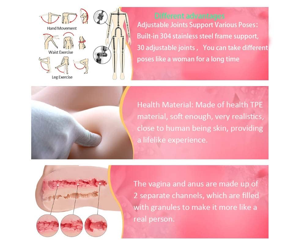 Soft Solid Full Size Sex Doll for Men,Life Size Sex Doll Male Sex Doll Realistic Sex Doll Full Body Sex Doll Female Torso with Jelly Breasts Male Sex Toys Sex Doll Sex Pleasure 5.15ft