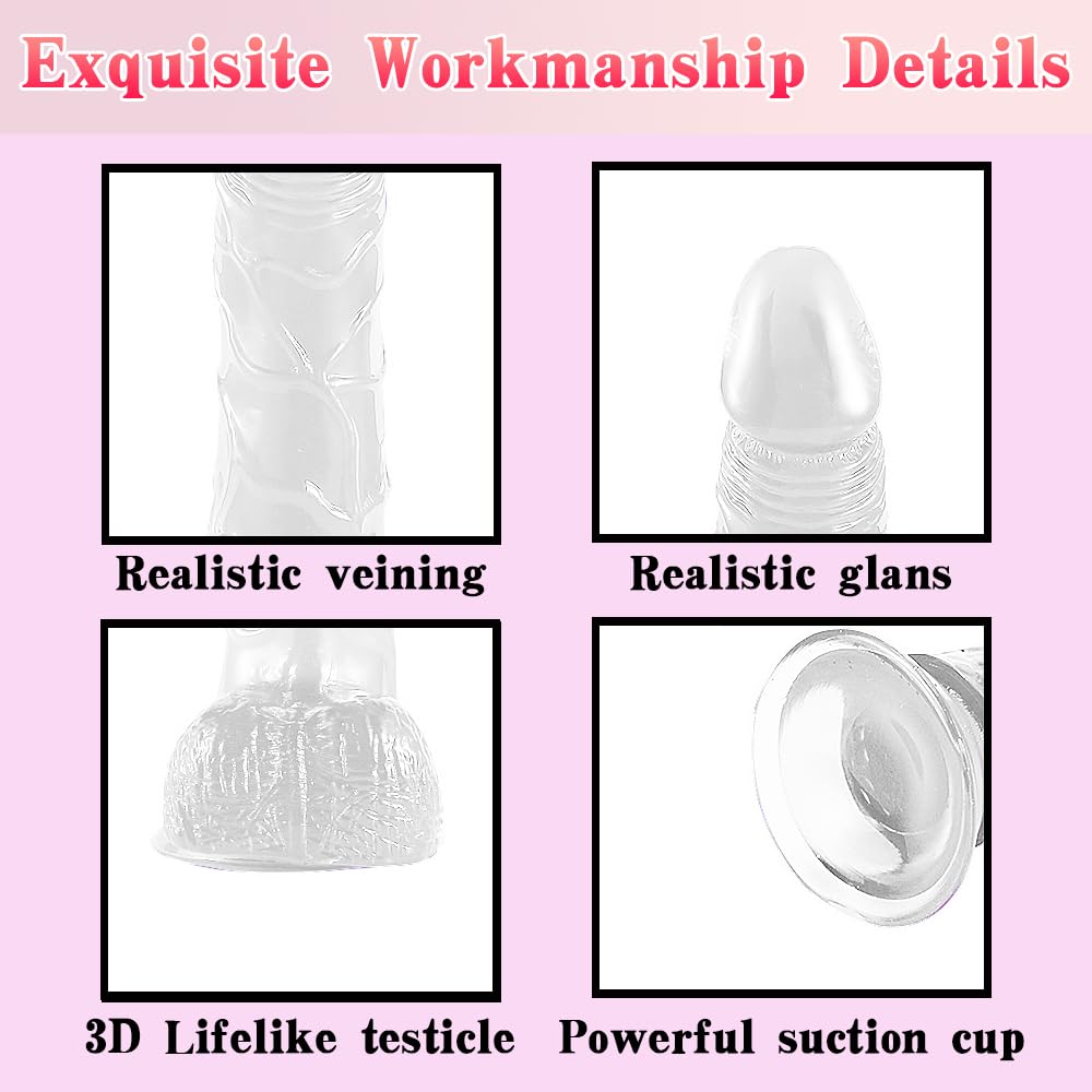 Strap on Dildo with Harness, 8.3 Inch Realistic Wearable Dildo Body-Safe Material Strong Suction Cup, Anal Vagina G Spot Sex Stimulation Adult Sex Toys for Women Lesbian Men Couple Beginner