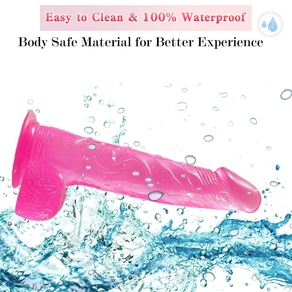 Strap on Dildo with Harness, 8.3 Inch Realistic Wearable Dildo Body-Safe Material Strong Suction Cup, Anal Vagina G Spot Sex Stimulation Adult Sex Toys for Women Lesbian Men Couple Beginner