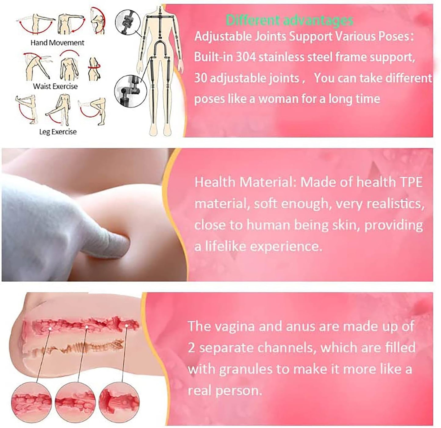 5.35 ft Male Masturbation Full Size Sex Doll Realistic Love Doll Lifelike Fat Female Torso Full Body Sex Doll for Men Stroker with Big Boobs Ass Tight Anal Adult Sex Toy for Men