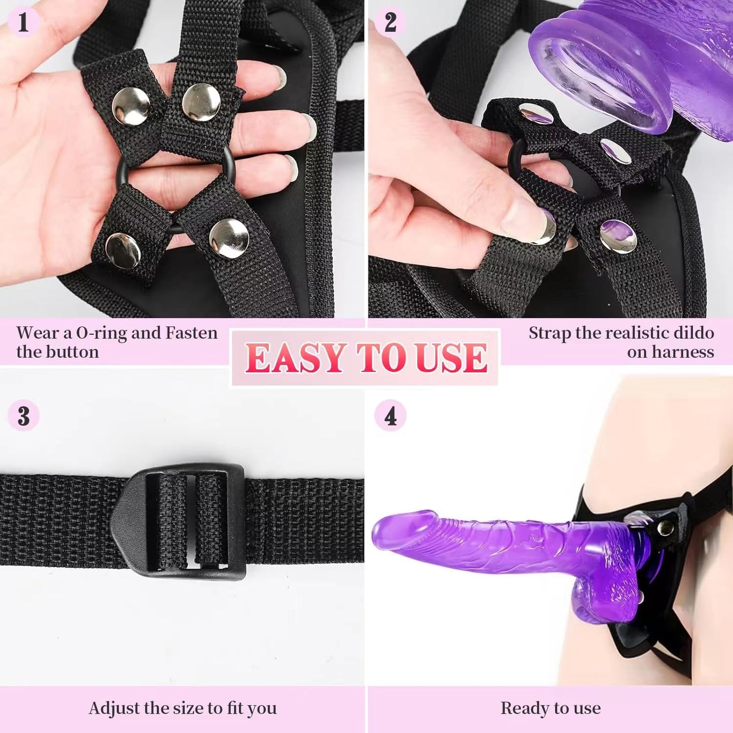 Strap on Dildo with Harness, 8.3 Inch Realistic Wearable Dildo Body-Safe Material Strong Suction Cup, Anal Vagina G Spot Sex Stimulation Adult Sex Toys for Women Lesbian Men Couple Beginner