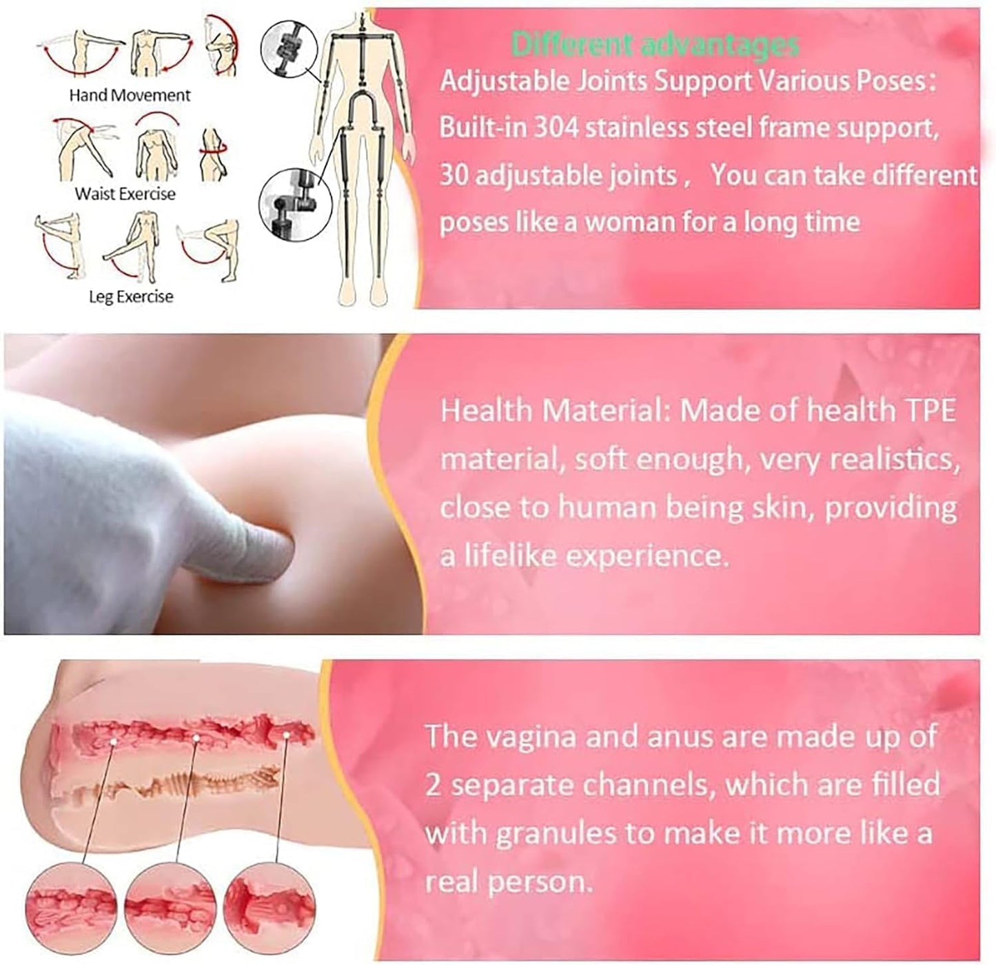 160CM Full Size Sex Doll, E-Cup Jelly Big Breasts, 61.73LB Realistic Life Size Sex Dolls, Full Body Female Torso for Men Love Dolls, Sexual Companion Shaky Ass and 3D Tight Vaginal Anal