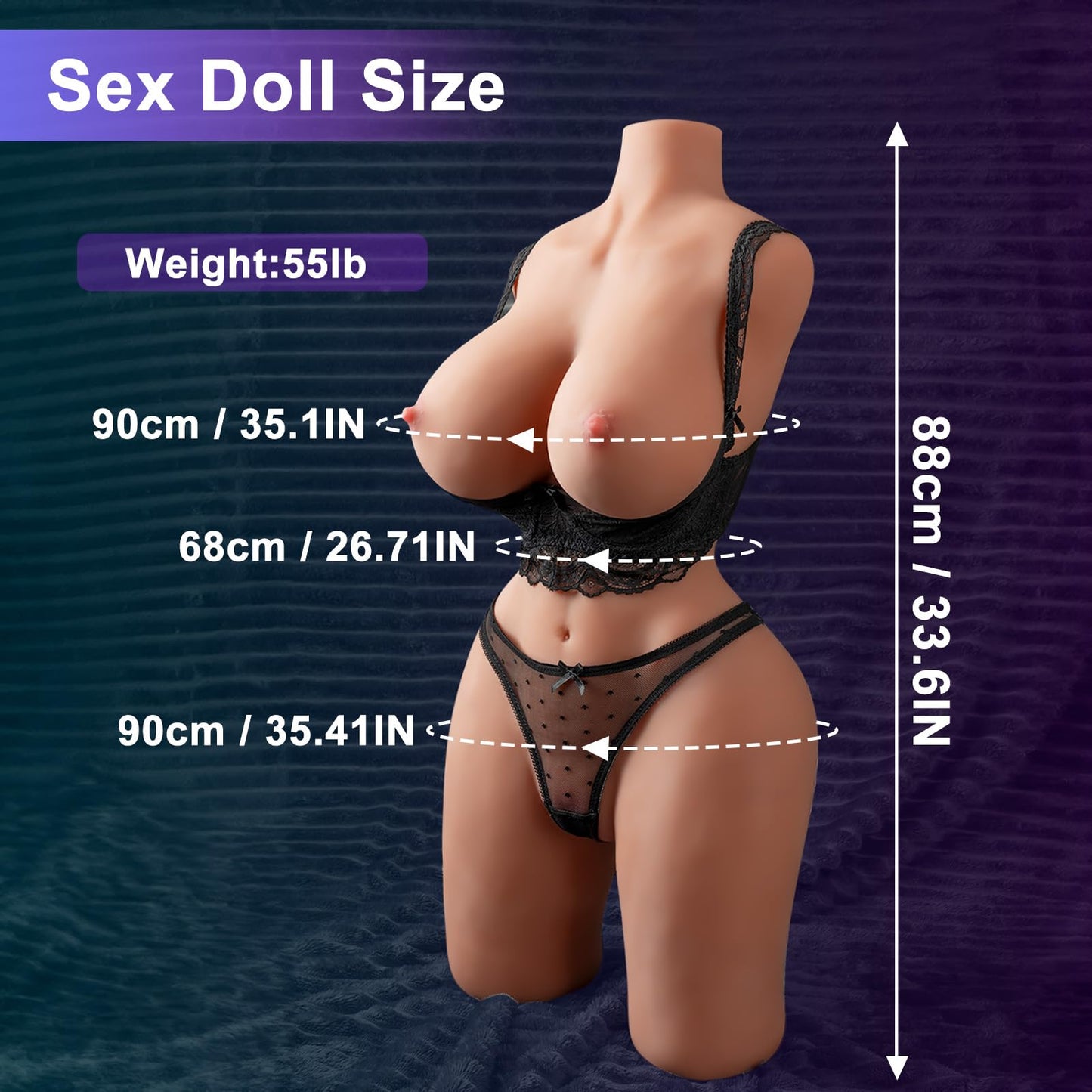 Life Size Sex Doll Torso - Jaspik Realistic Female Sex Doll with Soft Big Boobs Big Butt Pussy, Male Masturbators Sex Doll for Vaginal Anal Breast Sex,55LB