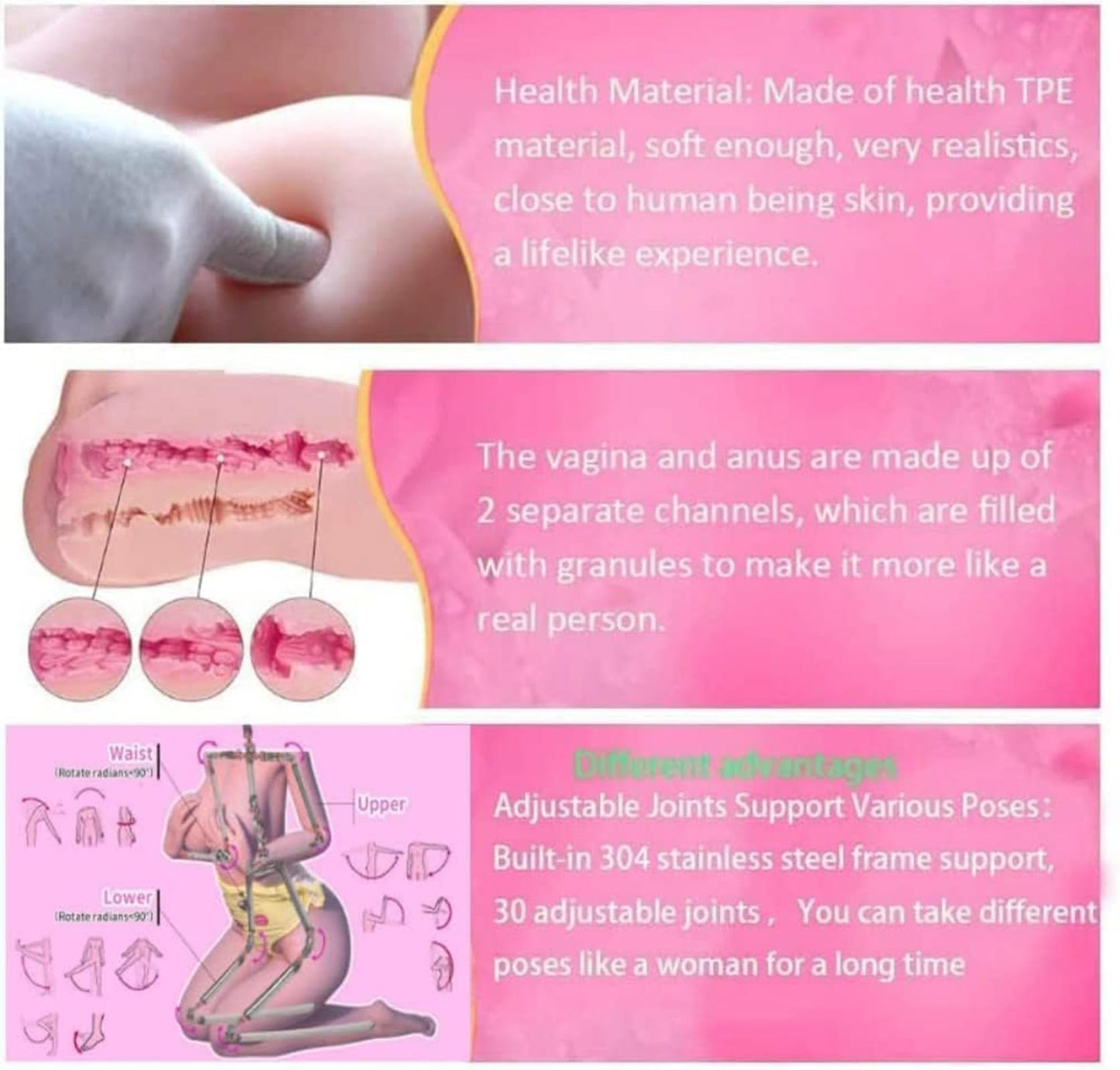 35 LB Adult Sex Toys, Lifelike Beautiful Sexy Woman Full Size Sex Dolls, Male Masturbator Love Doll with Tight Pussy and Anus, Full Body Sex Toys for Enhanced Pleasure