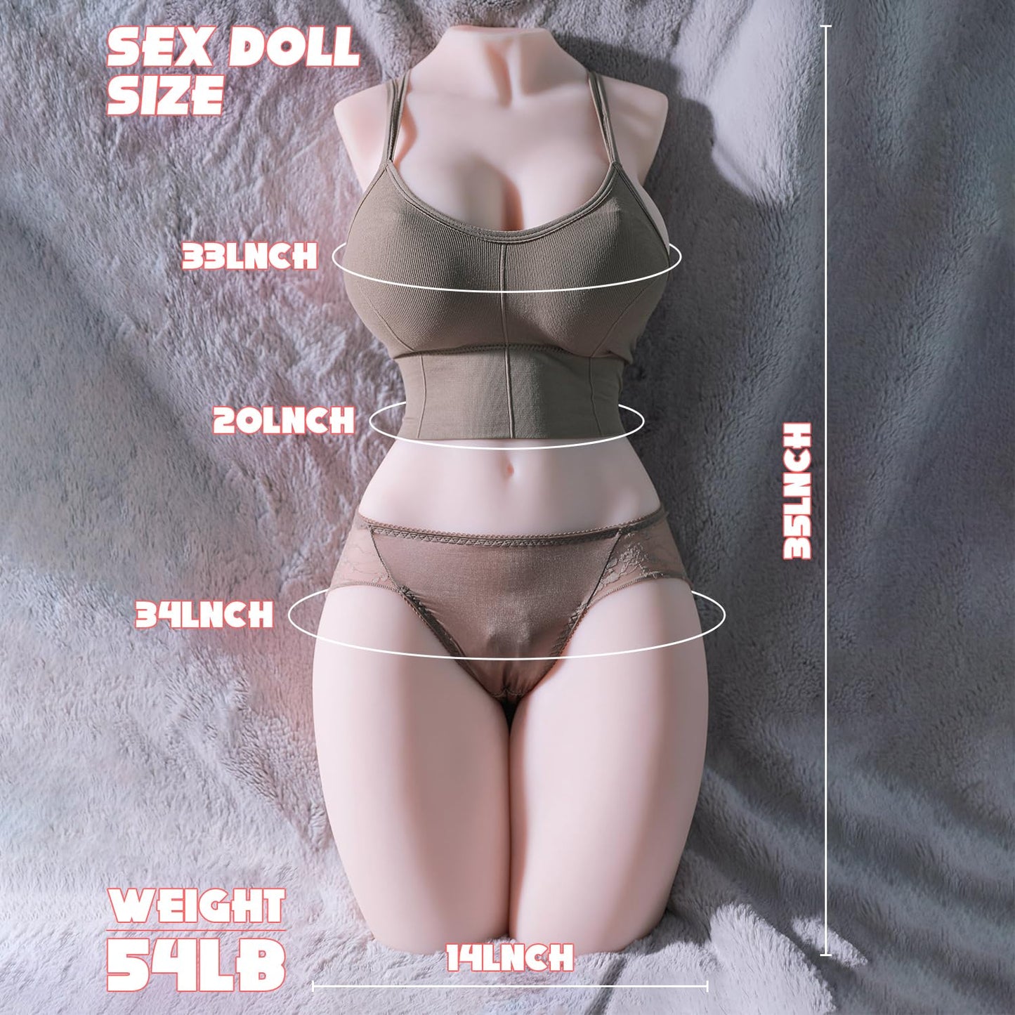 Sex Doll Life Size Sex Doll Full Size Sex Doll Full Body Sex Doll for Men Male Masturbator Stroker with Realistic Boobs Pussy Ass,Female Torso Sex Doll Male Sex Toys for Men (54LB Flesh)