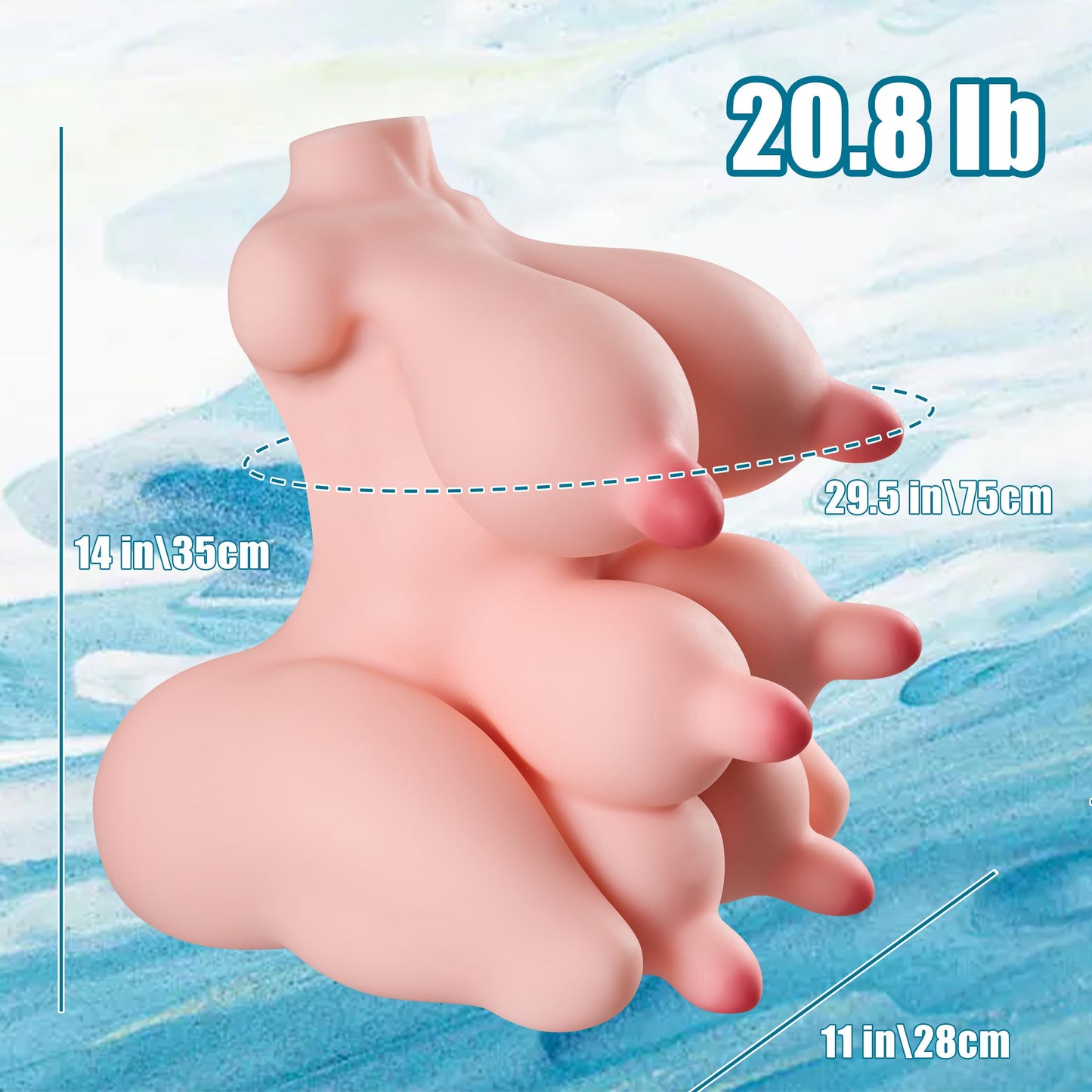 Cupiq 20.8lb Adult Sex Doll Male Masturbator, 3 in 1 Torso Love Dolls Six Big Nipples Sex Dolls, 3D Realistic Anal Vagina Ass Pussy Full Boobs Butt Fantasy Sex Toys for Men (Pink)