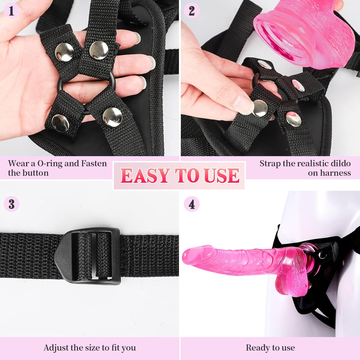 Strap on Dildo with Harness, 8.3 Inch Realistic Wearable Dildo Body-Safe Material Strong Suction Cup, Anal Vagina G Spot Sex Stimulation Adult Sex Toys for Women Lesbian Men Couple Beginner
