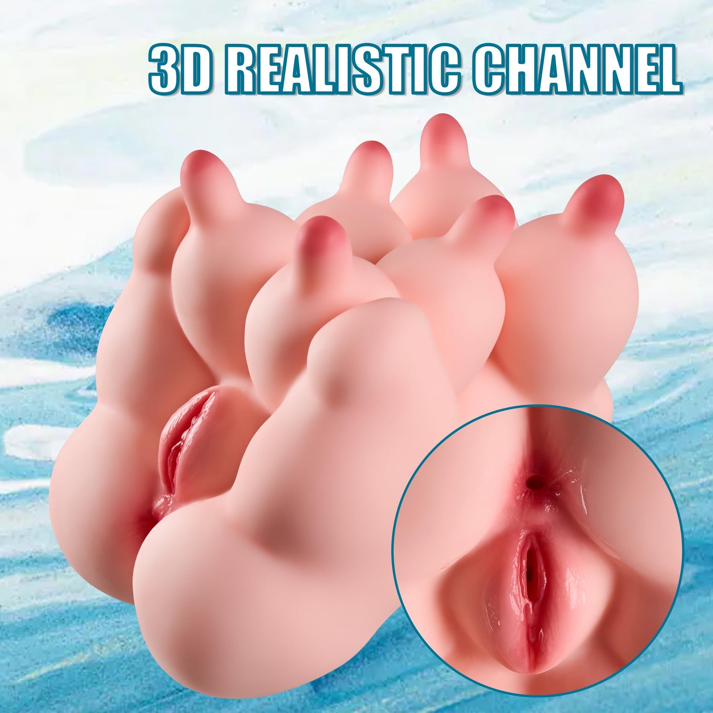 Cupiq 20.8lb Adult Sex Doll Male Masturbator, 3 in 1 Torso Love Dolls Six Big Nipples Sex Dolls, 3D Realistic Anal Vagina Ass Pussy Full Boobs Butt Fantasy Sex Toys for Men (Pink)