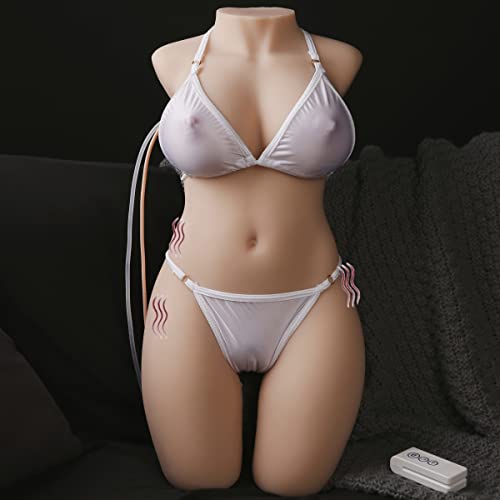 Automatic Sucking Vibrating Sex Doll - Jaspik 20.3LB Realistic Female Torso Love Doll w/Pussy Ass for Vaginal Anal Breast Sex, Automatic Cleaning Vaginal, Adult Sex Toy Sex Dolls for Men Masturbation