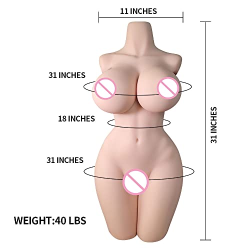 40LB Torso Sex Doll for Men,Realistic Sex Love Doll for Life Size with Big Boobs Butt Ass,TPE Silicone Adult Real Solid Dolls for Sex,Male Masturbator with Pussy Vaginal Anal Breast,Male Sex Toy