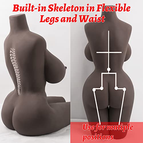 54.9LB Life Size Sex Doll for Men with Realistic Breasts Vaginal and Anal, Sex Doll Torso Male Masturbator for Real Sex Pussy Ass, Silicone Dolls Men Sexy Pleasure Devices (Black)