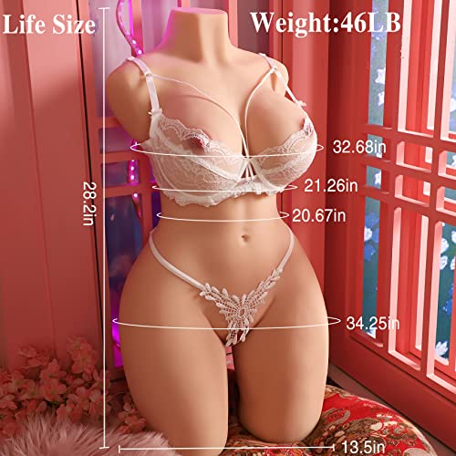 Sex Doll Full Size Sex Doll Life Size Sex Doll for Men with Super Soft Gel Boobs, Lifelike Sex Doll Full Body Sex Dolls Female Realistic Sex Doll Torso TPE Adult Sexdoll Stroker Sex Toy for Men, 46LB