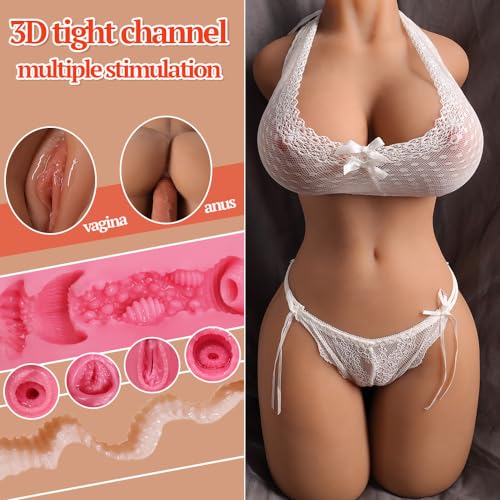 30 LB Life Size Adult Realistic Sex Doll Torso,3 in 1 Anal Vagina Sex Toy with Big Boobs and Ass,Suitable for Indoor Use by Arm Strength Strong Men（Brown