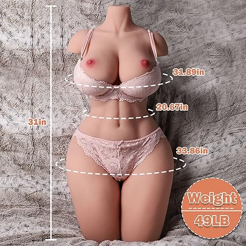49LB Life Size Sex Doll for Men Male Masturbator with Realistic Big Boobs & abs, 3 in 1 Female Torso Love Dolls with Tight Anal and Vaginal, Lifelike Sex Torso for Adult Men Masturbation