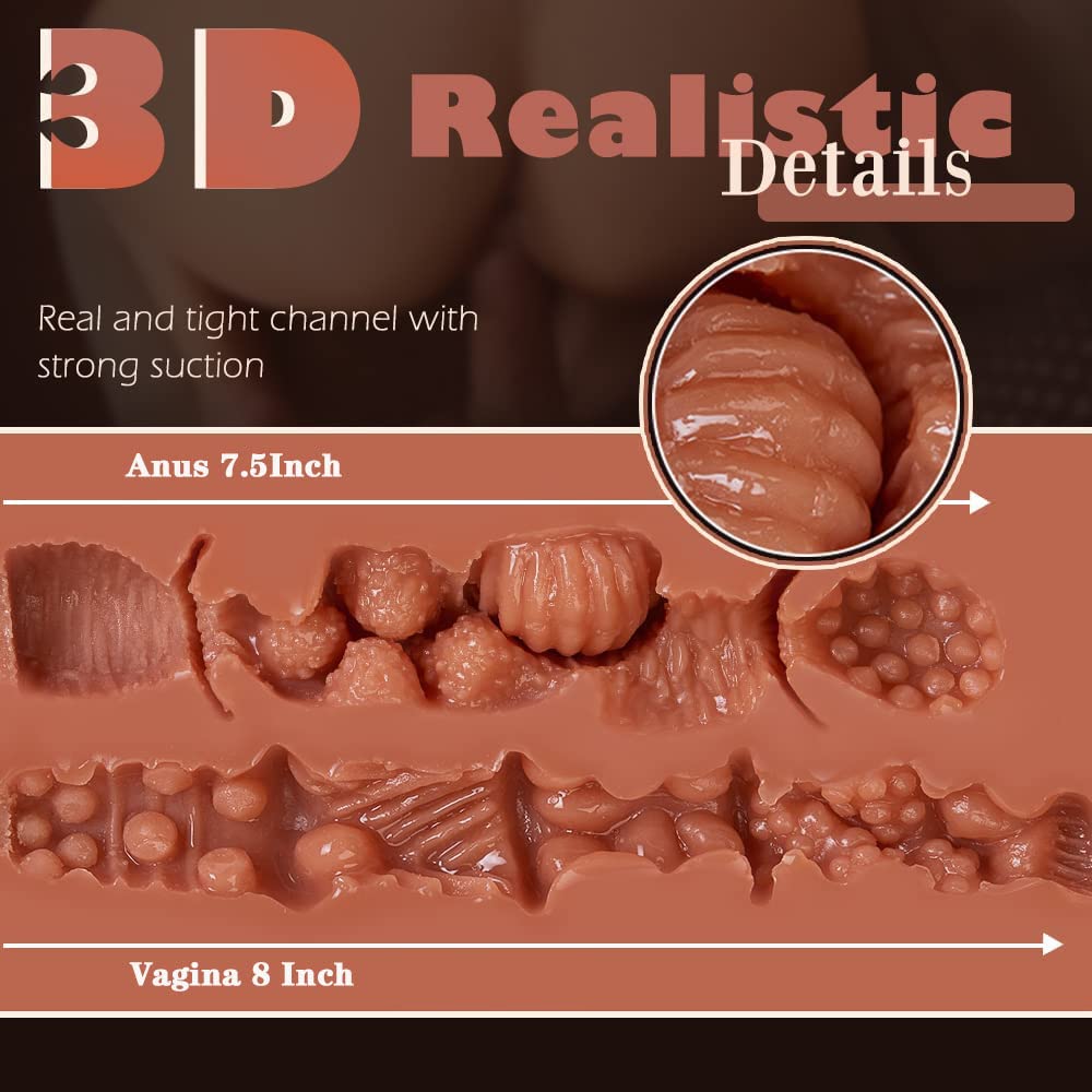 Tan SkinBig Boobs Sex Doll Life Like Slender Waist Bulging Hips Love Toys Love Dolls, Realistic Textured 3D Vaginal AnalSilicone and TPE Small Adult Female Torso Sex Toy Girlfriend